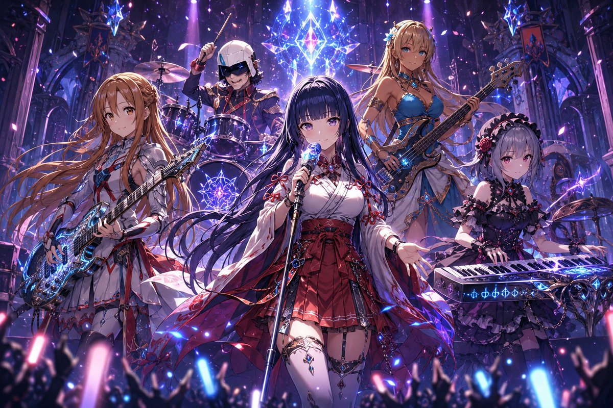 Anime Fantasy Rock Band Fusion - AI image template preview