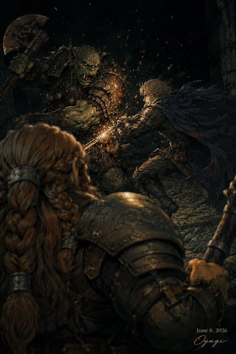Dark Fantasy Orc Battle - AI image template preview