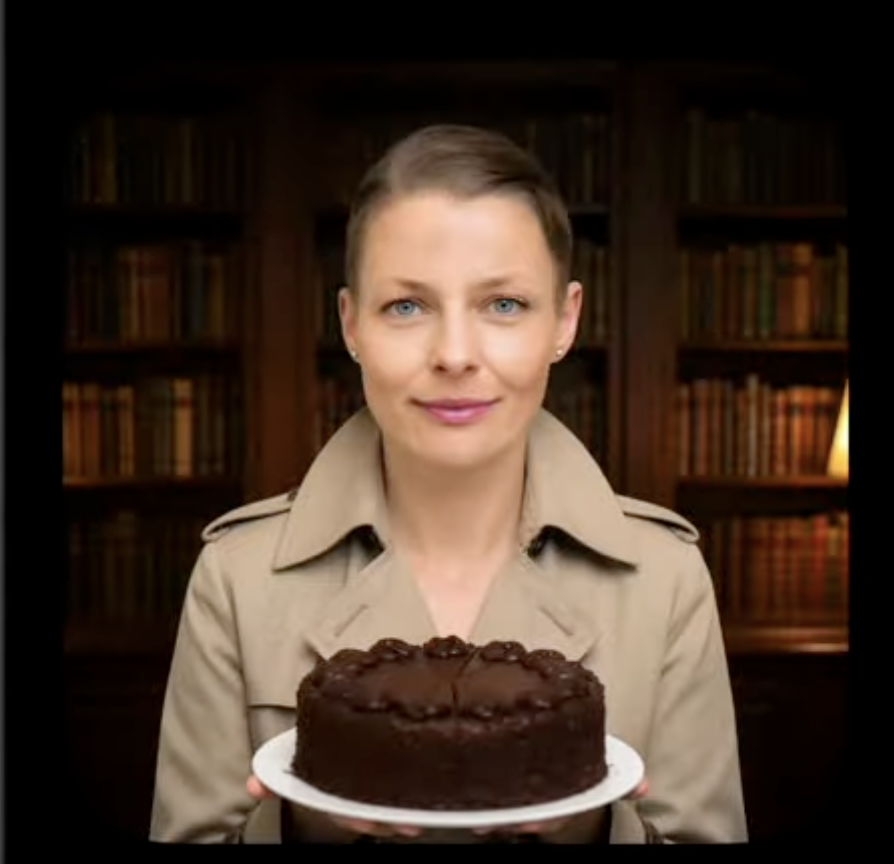 Faceless Man Holding Chocolate Cake - AI image template preview