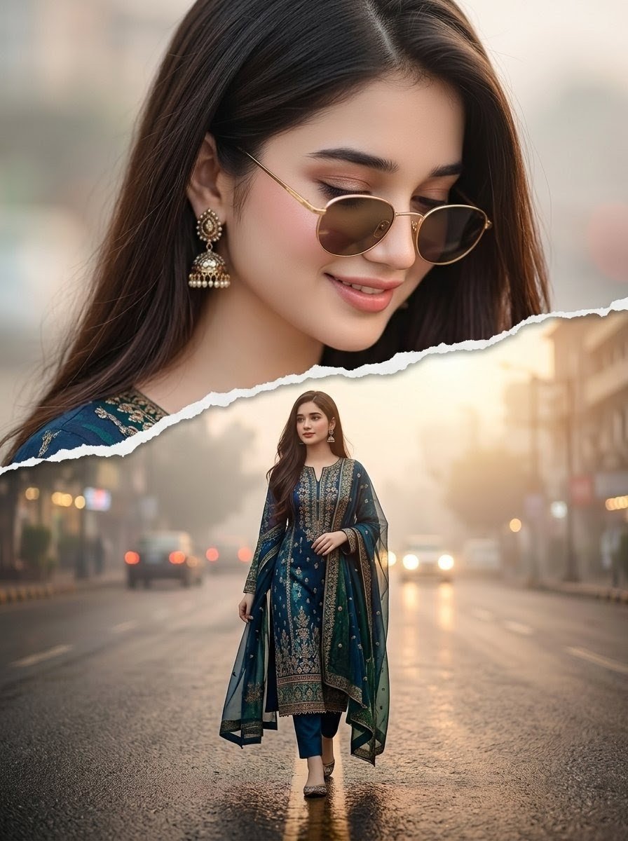 Cinematic Paper Tear South Asian Portrait - AI image template preview