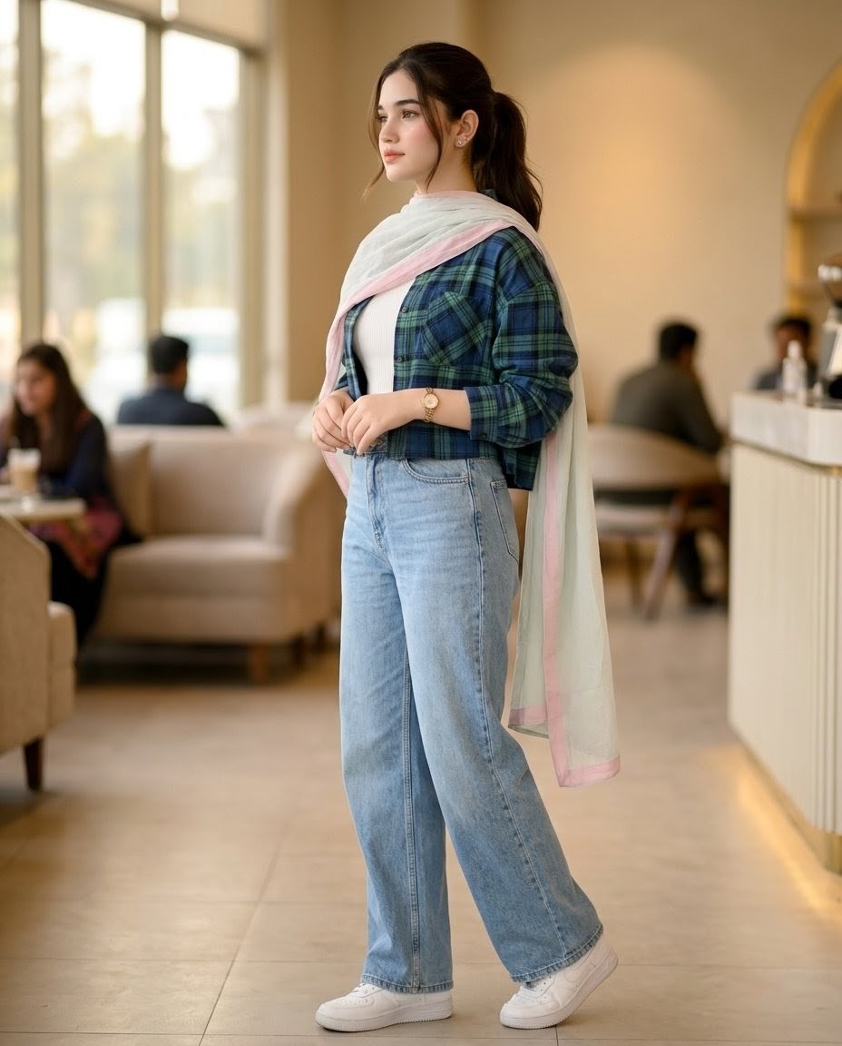 Pakistani Café Fashion Portrait - AI image template preview