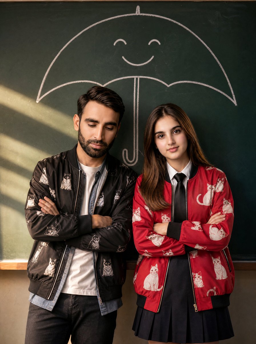 Korean Drama Style Classroom Portrait - AI image template preview
