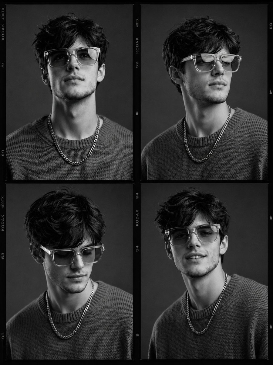 Fashion Casting Monochrome Contact Sheet - AI image template preview
