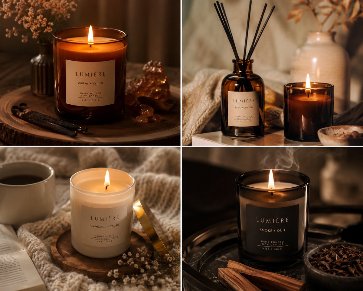 Luxury Candle Product Photography - AI image template preview