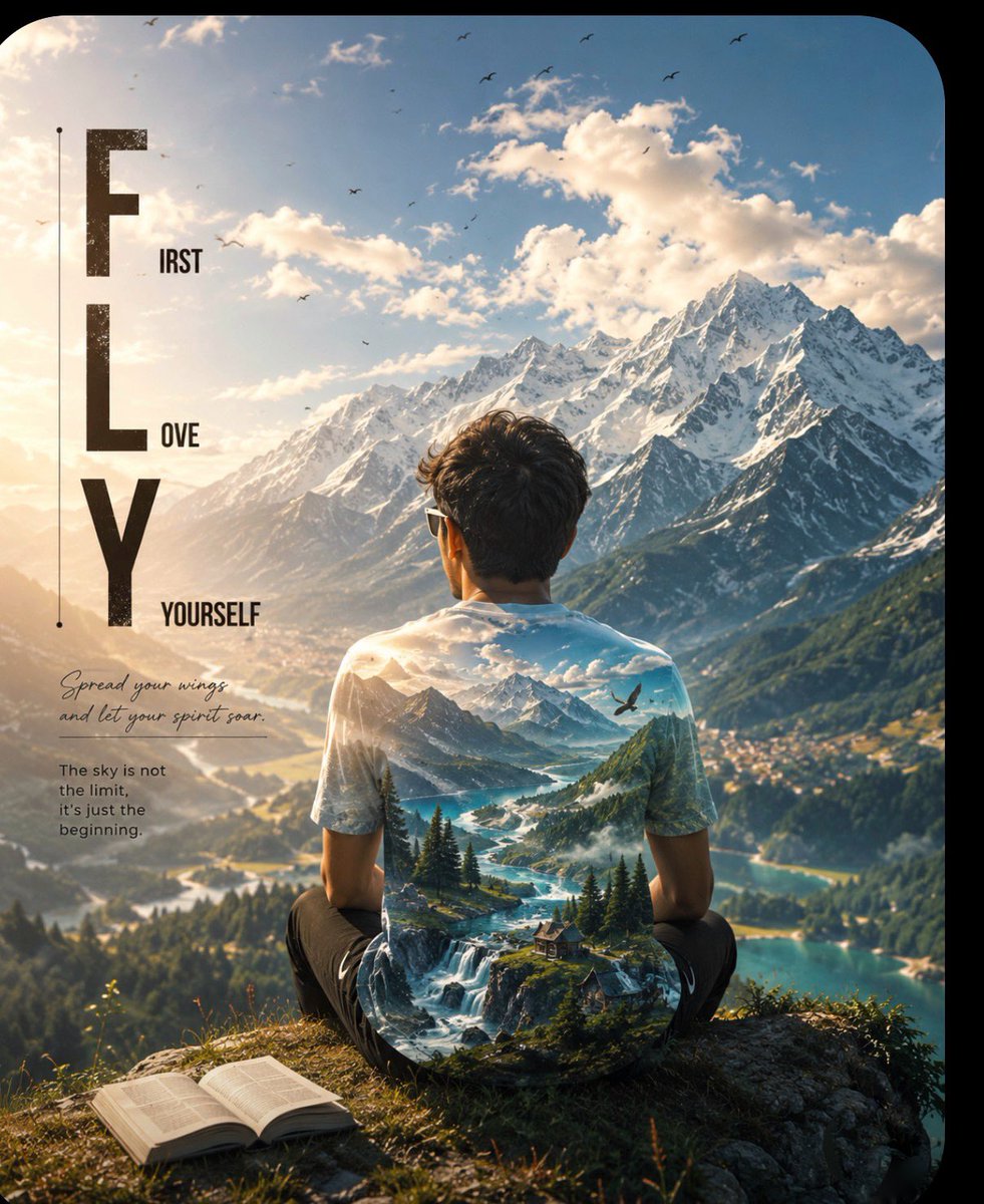 Double-Exposure Mountain Adventure Poster - AI image template preview