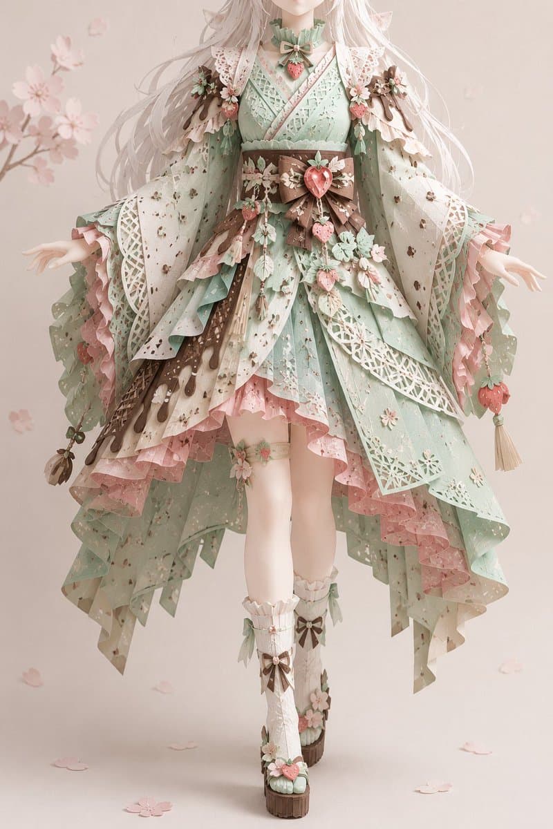 Intricate Kirie Paper-Cut Outfit - AI image template preview