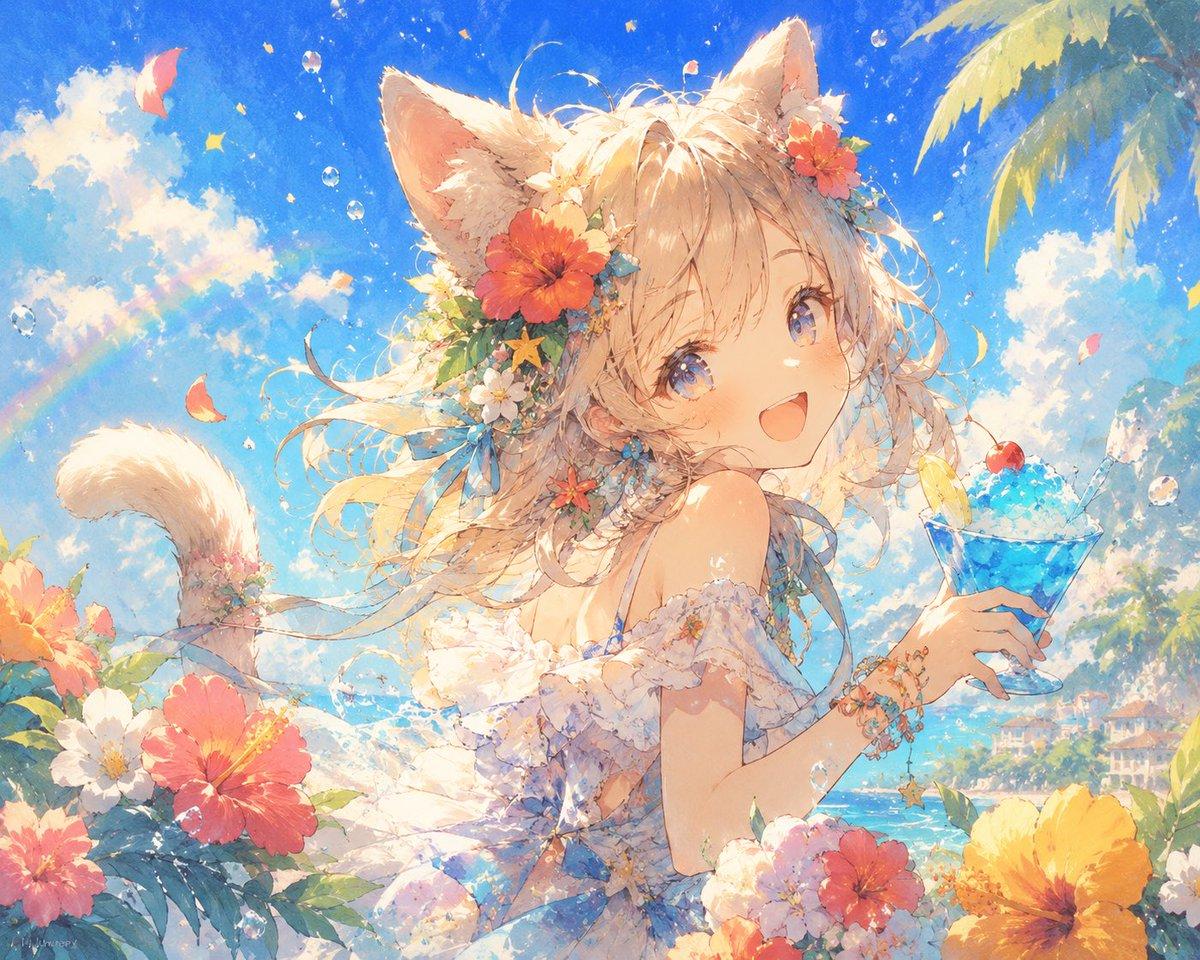 Soft Cat Ears Anime Art - AI image template preview