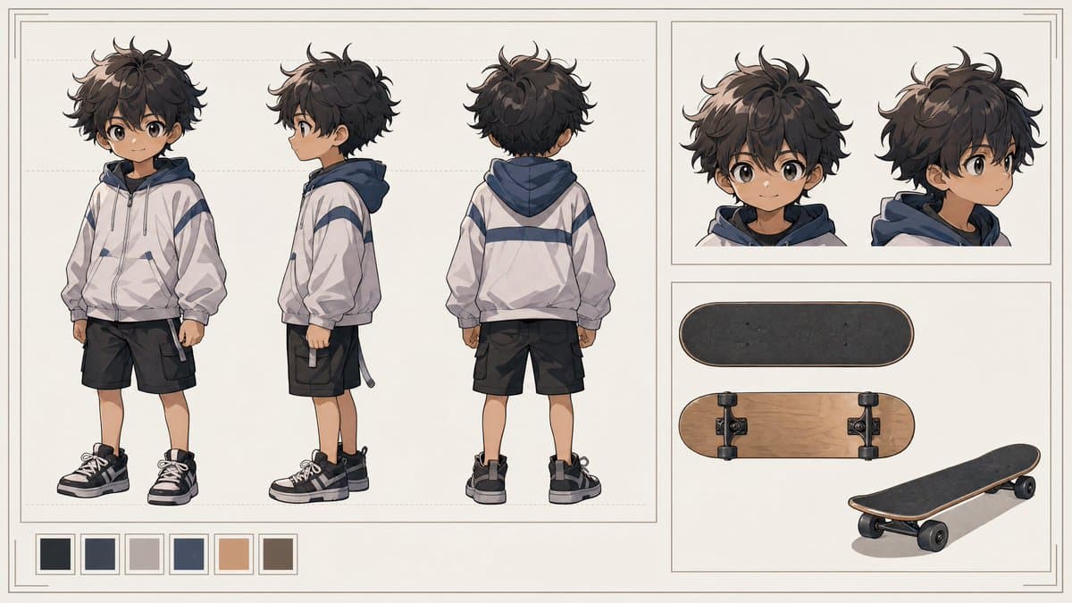 Tiny Boy Character Sheet - AI image template preview