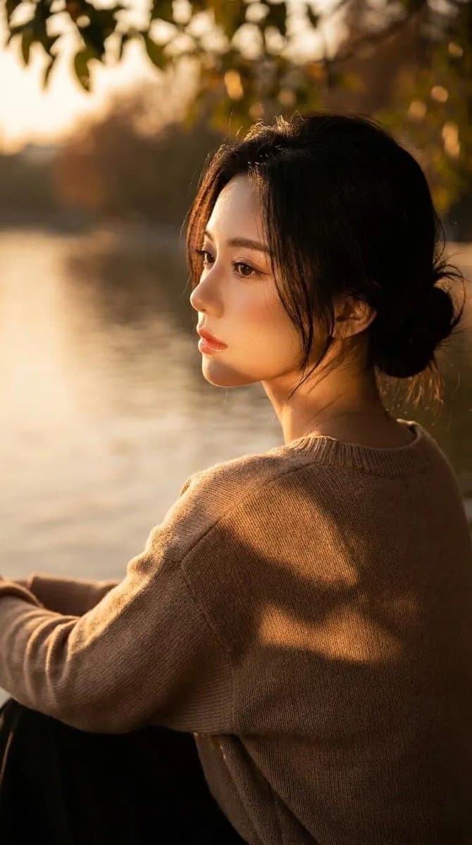 Cinematic Lakeside Portrait - AI image template preview