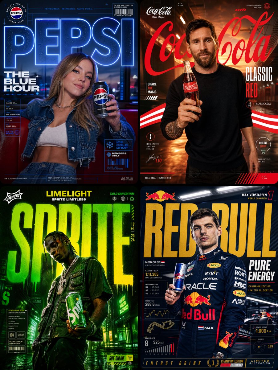 Retro-Modern Beverage Campaign Concepts - AI image template preview