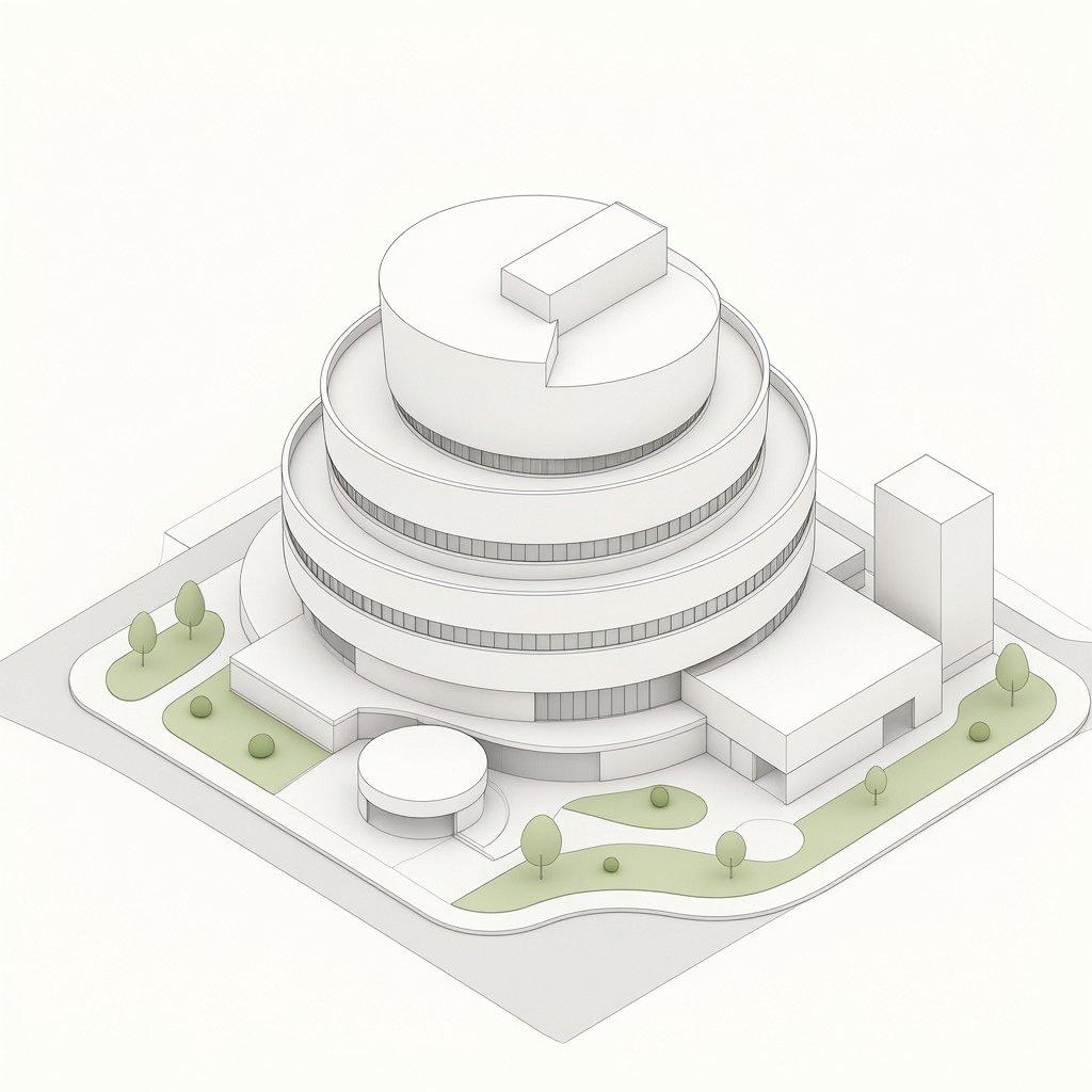 Isometric Circular Museum Architecture - AI image template preview