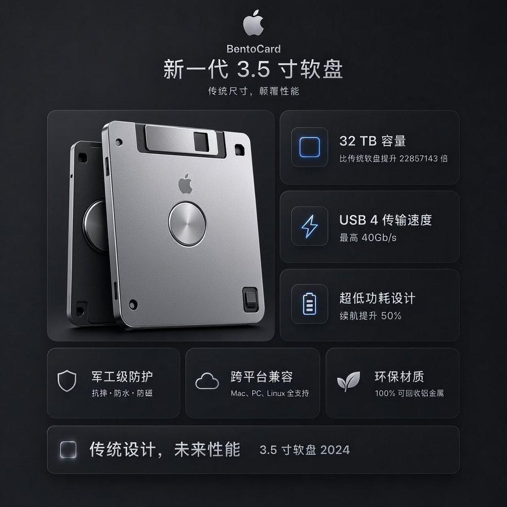 Futuristic BentoCard Floppy Ad - AI image template preview
