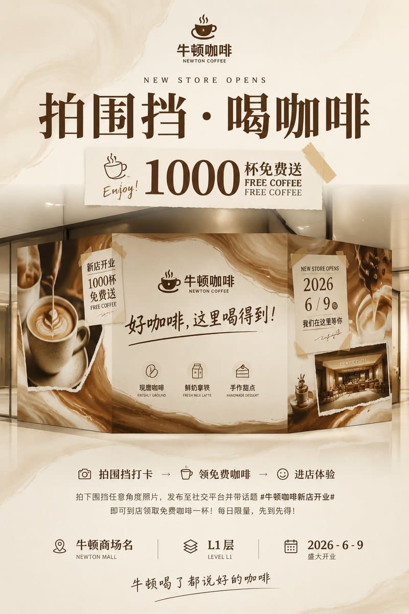 Newton Coffee Opening Poster - AI image template preview