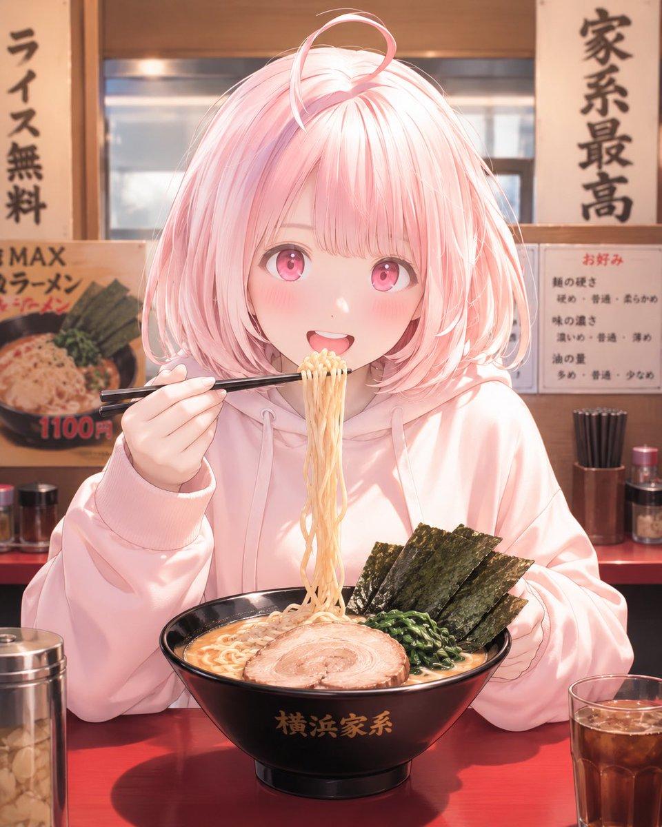 Anime Girl Eating Ramen Edit - AI image template preview