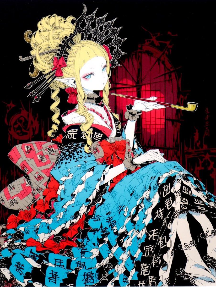 Gothic Oiran Anime Portrait - AI image template preview