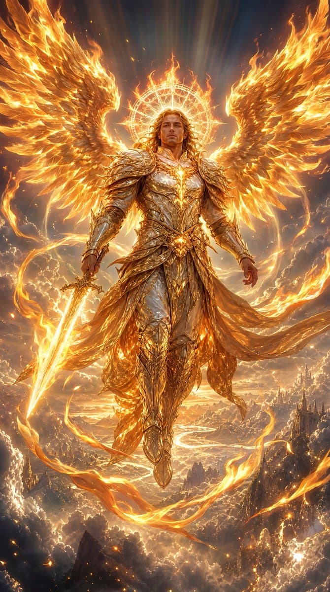 Fiery Angel Warrior - AI image template preview
