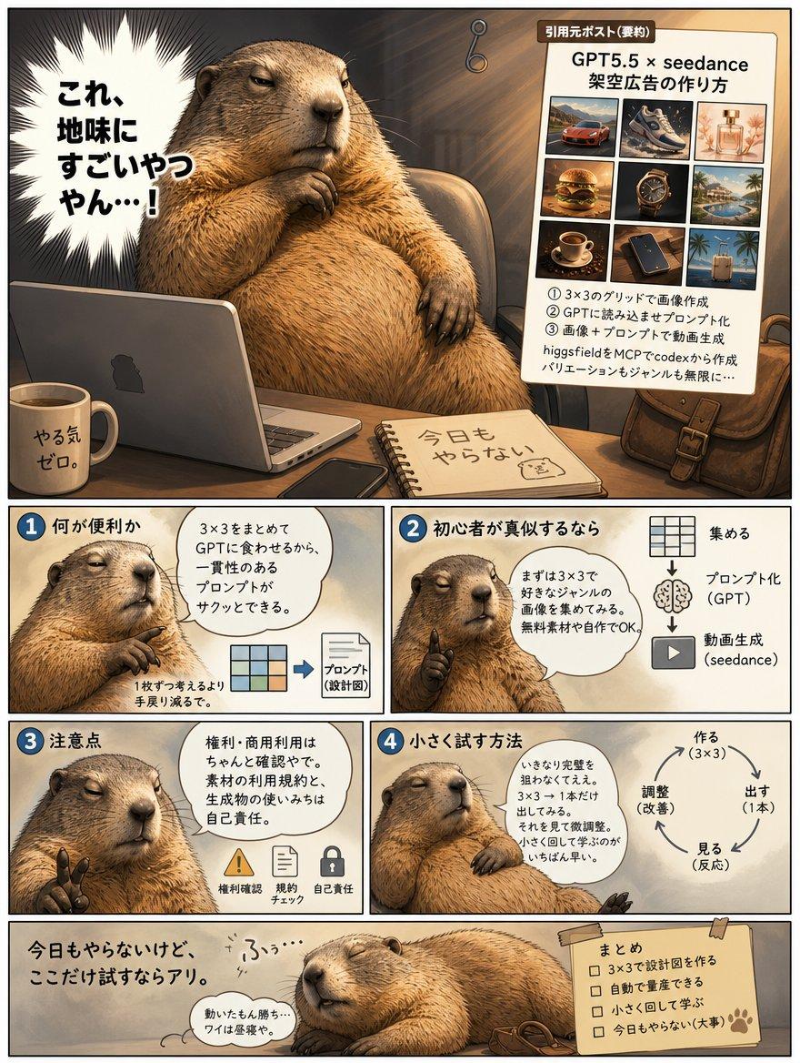 Lazy Capybara Ad Workflow Comic - AI image template preview