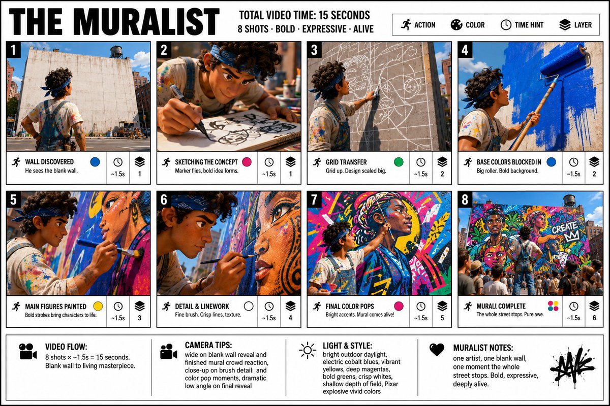 Pixar Style Movie Storyboard Poster - AI image template preview
