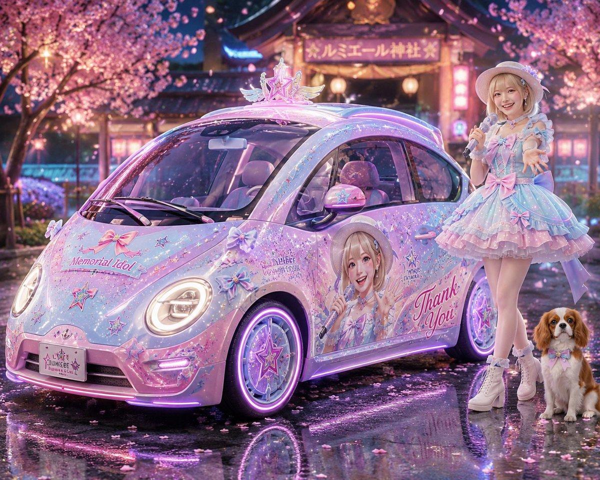 Pastel Idol Itasha at Sakura Shrine - AI image template preview