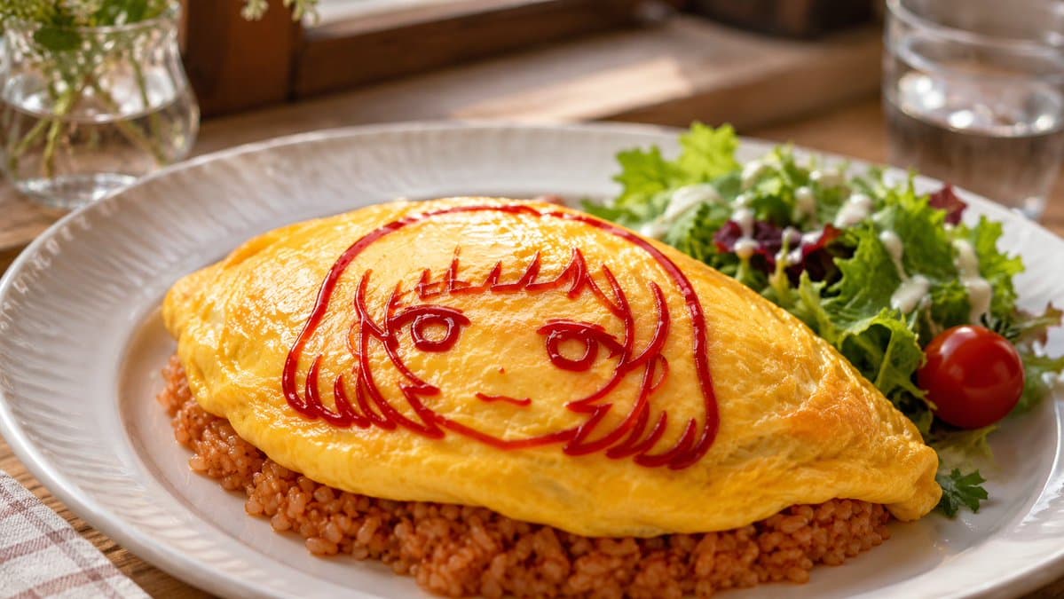 Anime Ketchup Omurice Art - AI image template preview