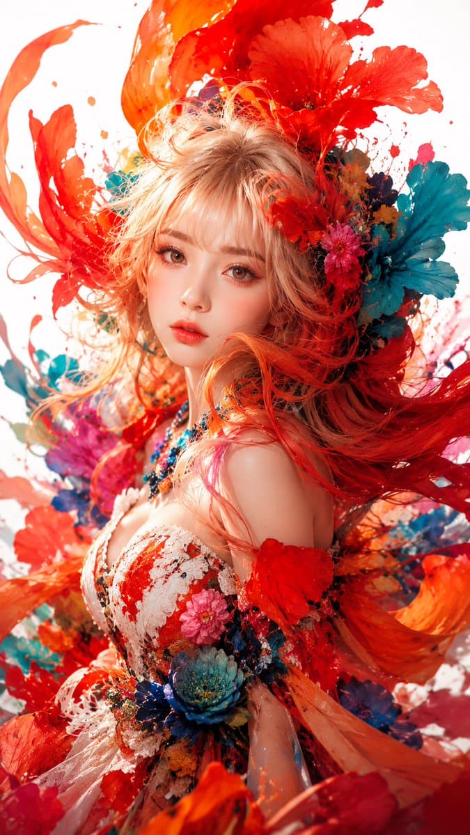 Surreal Floral Couture Portrait - AI image template preview