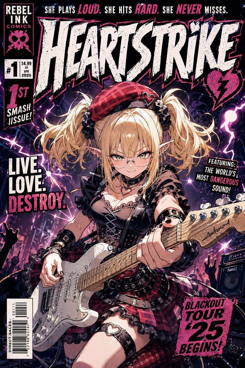 Punk Guitarist Comic Cover - AI image template preview
