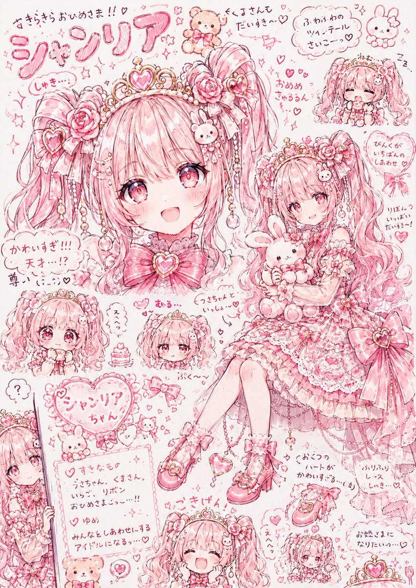 Pink Princess Idol Character Collage - AI image template preview