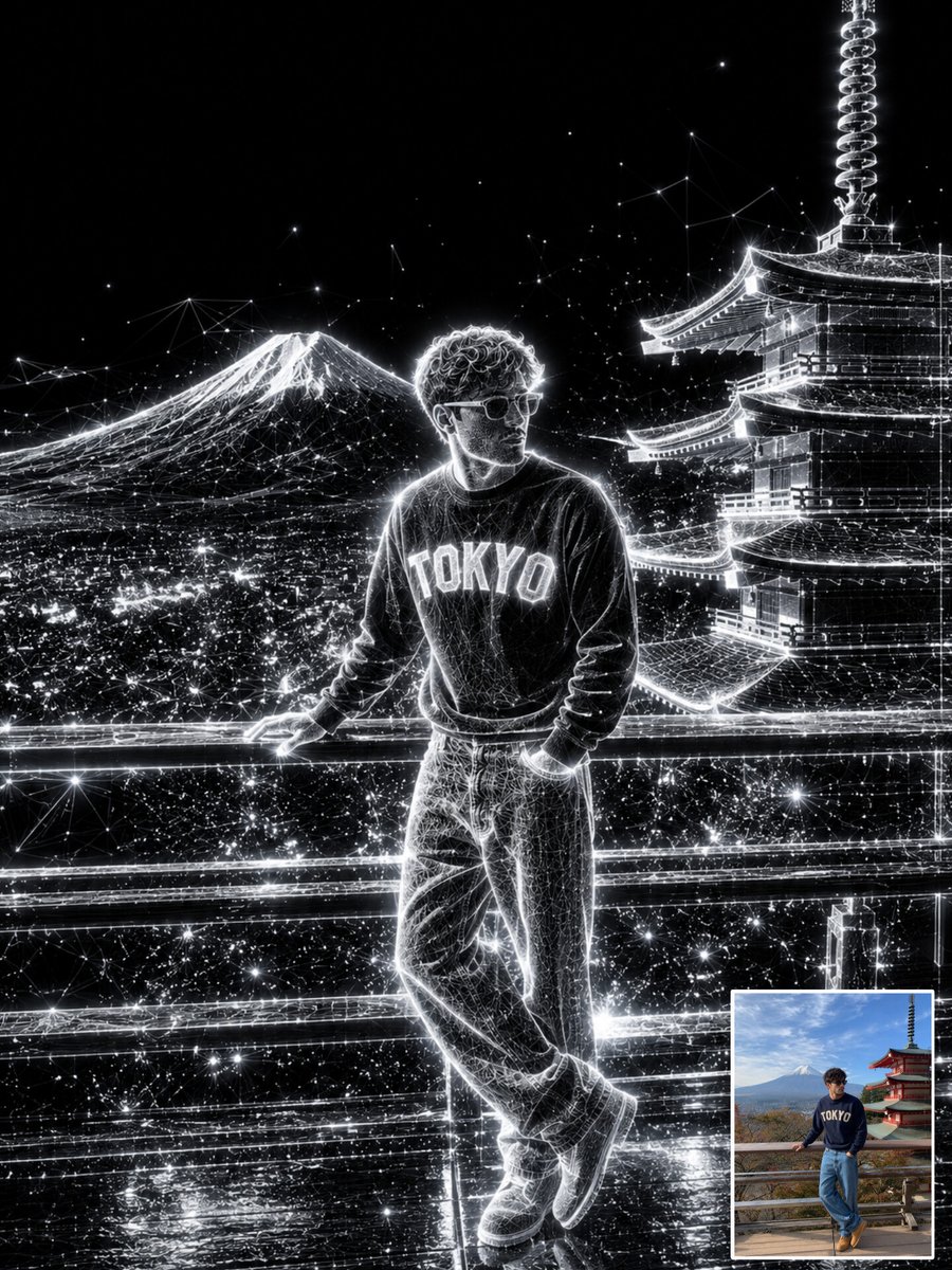 Holographic Wireframe Character Art - AI image template preview
