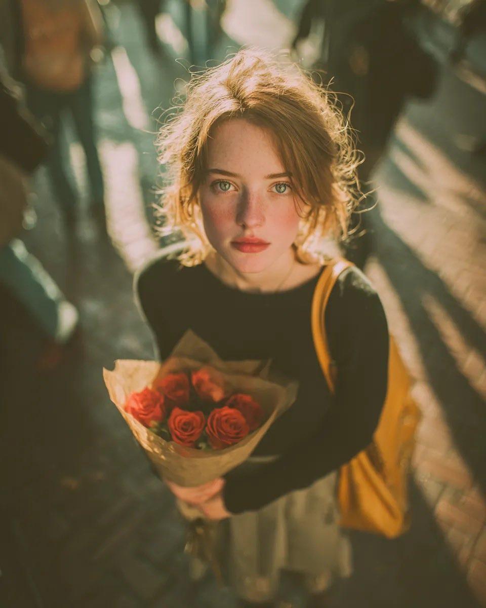 Golden Hour Rose Portrait - AI image template preview