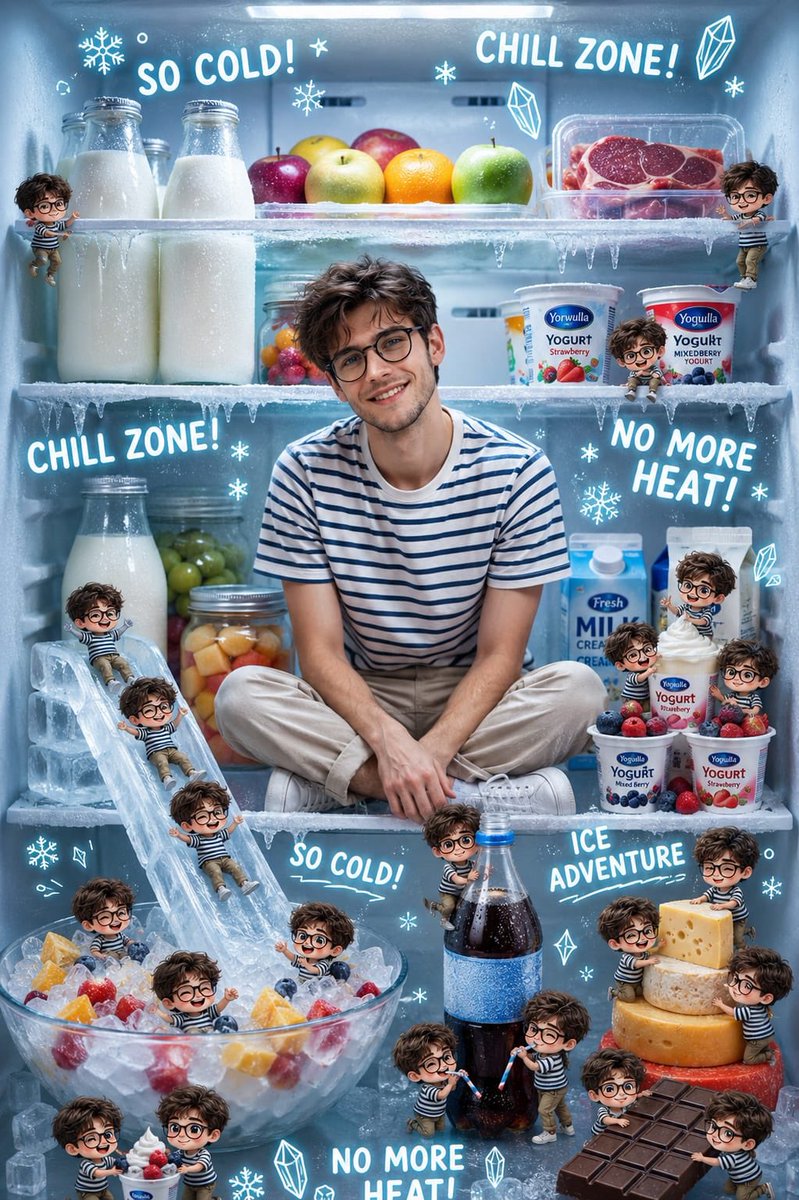 Chibi Boys in a Frozen Refrigerator - AI image template preview