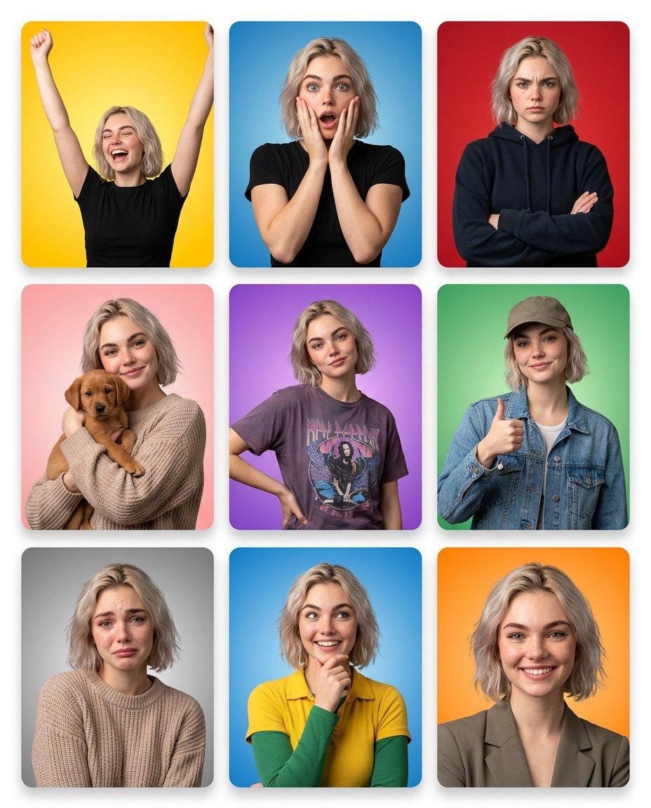 Multi-Panel Emotional State Grid - AI image template preview