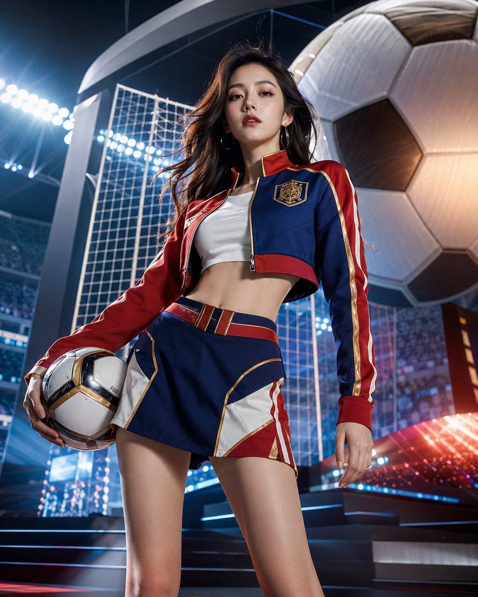 World Cup Soccer Girl High Fashion Poster - AI image template preview