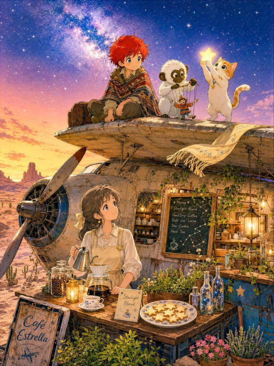 Starry Desert Cafe Narrative - AI image template preview