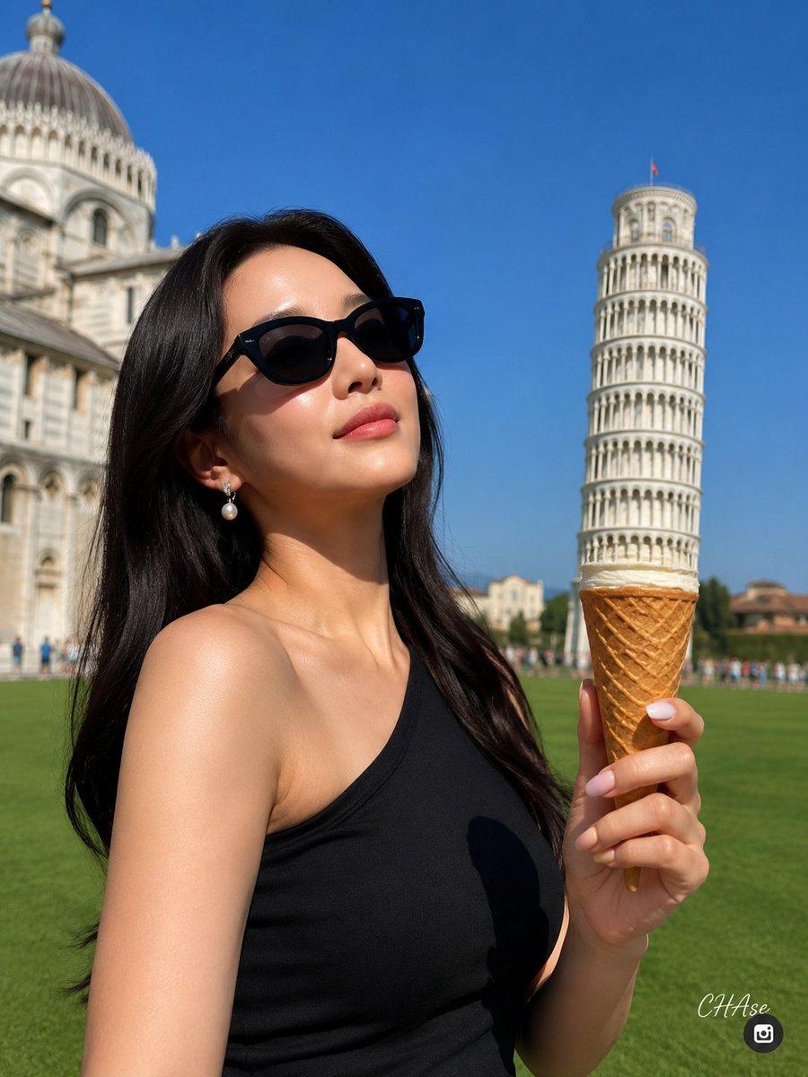 Pisa Tower Ice Cream Perspective Prompt - AI image template preview