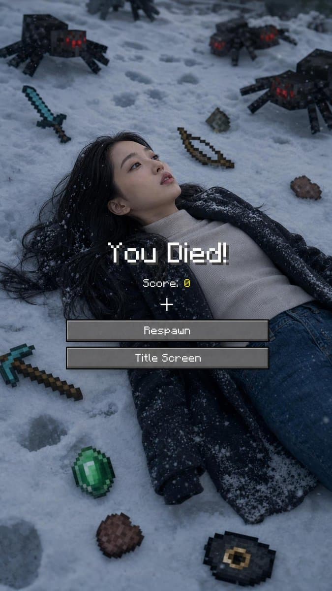 Minecraft Death Screen Portrait - AI image template preview