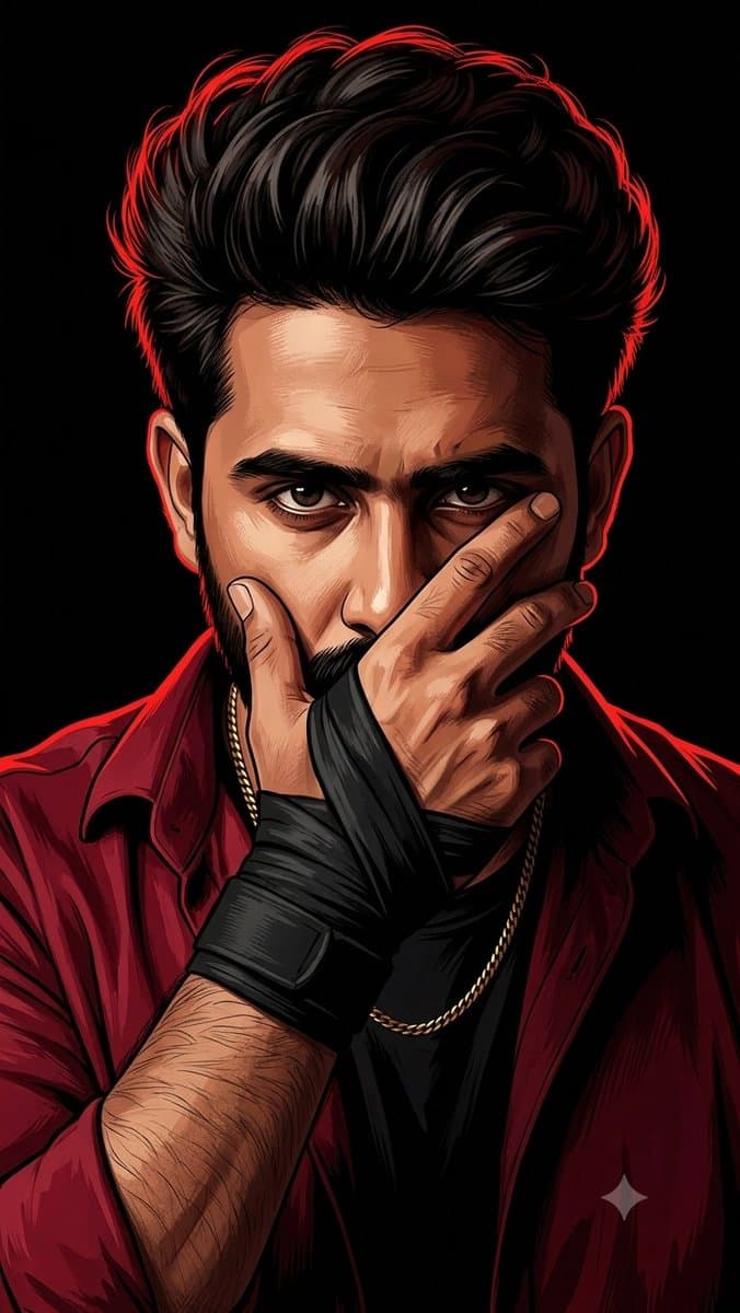 Mysterious Red Rim Lighting Portrait - AI image template preview
