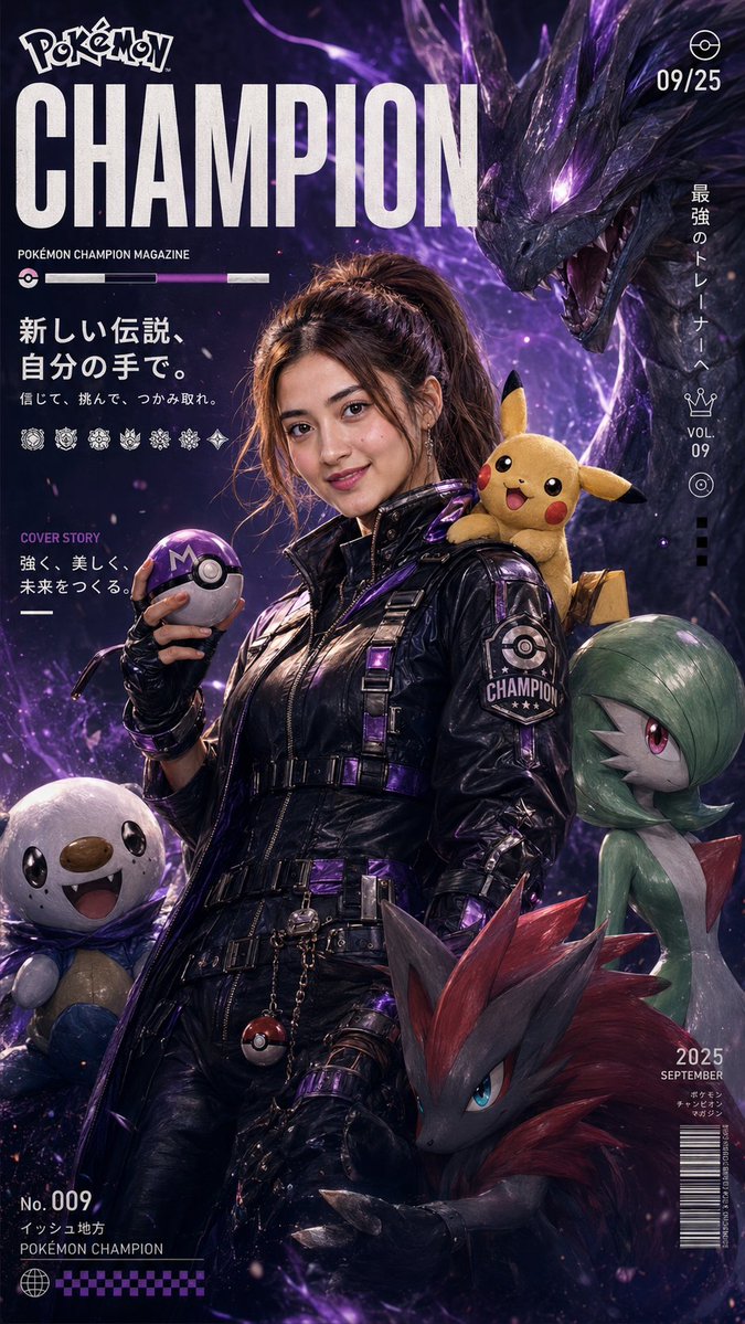 Pokemon Champion Magazine Cover - AI image template preview