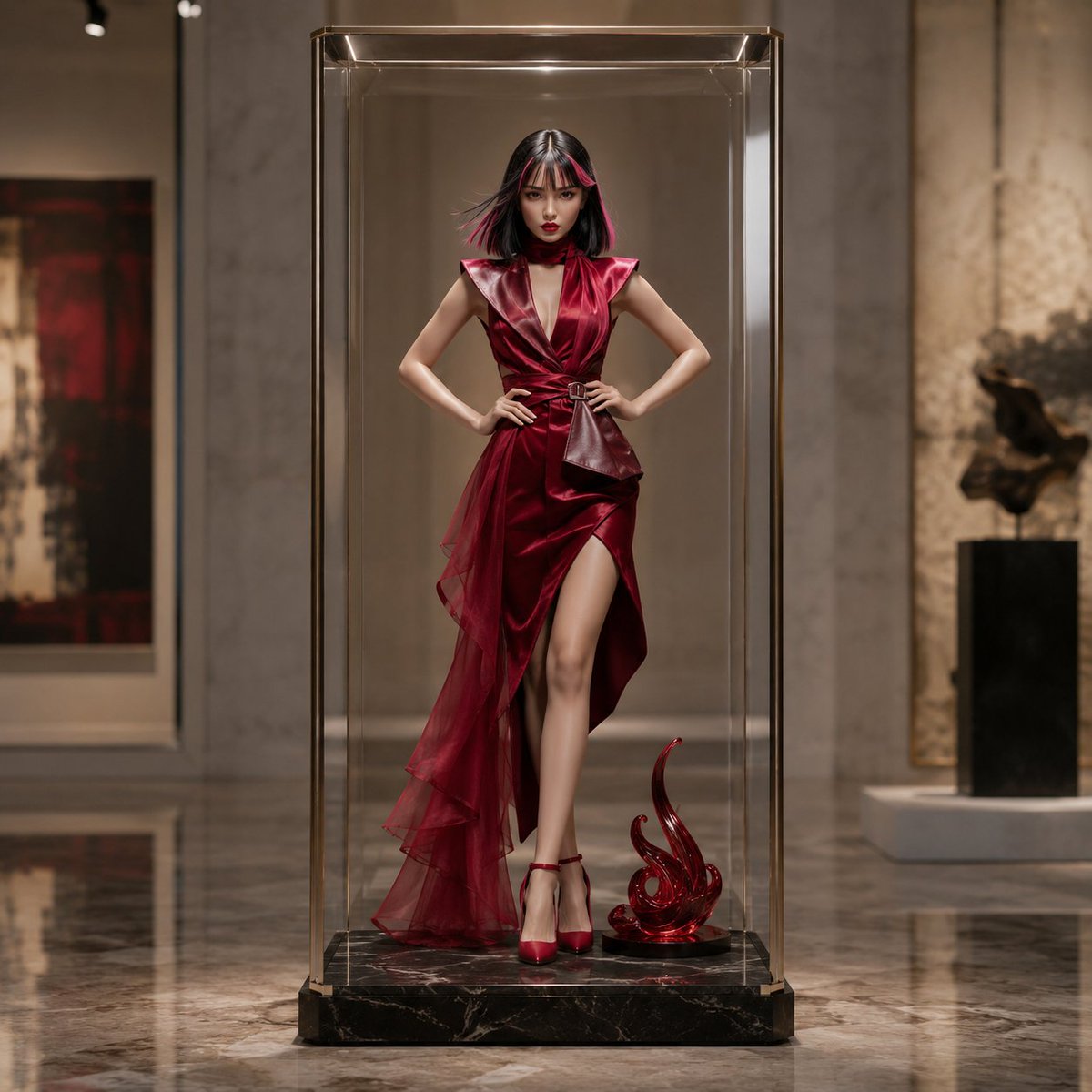 Luxury Art Figure Museum Display - AI image template preview