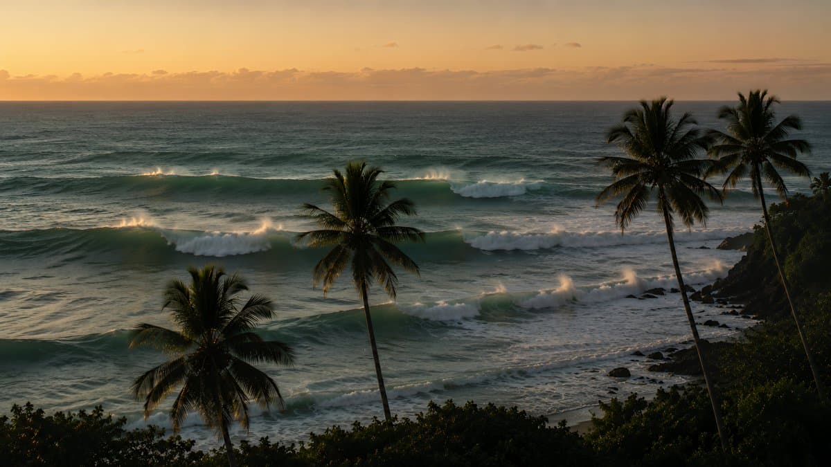 Tropical Sunset Ocean Wallpaper - AI image template preview