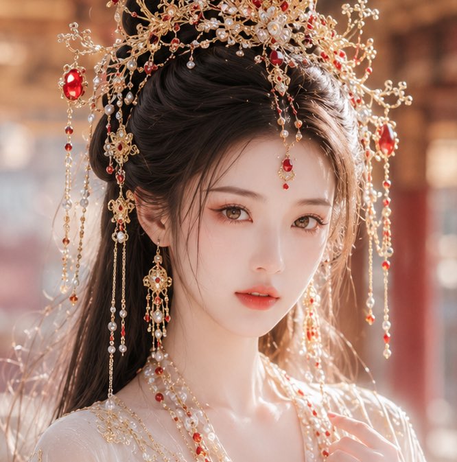 Ornate Chinese Bridal Portrait - AI image template preview
