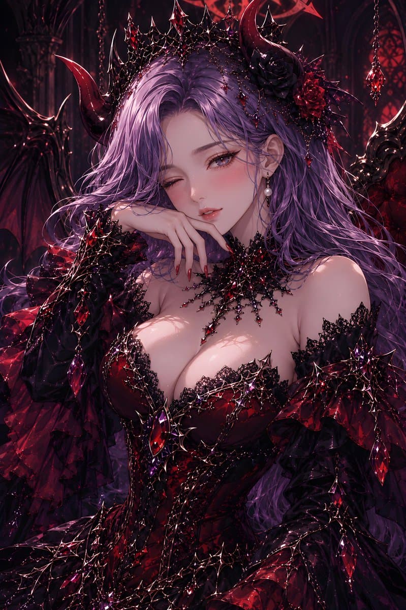 Gothic Demon Queen Portrait - AI image template preview