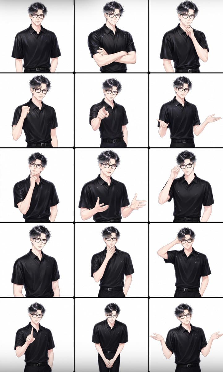 Male Presenter Avatar Pose Sheet - AI image template preview