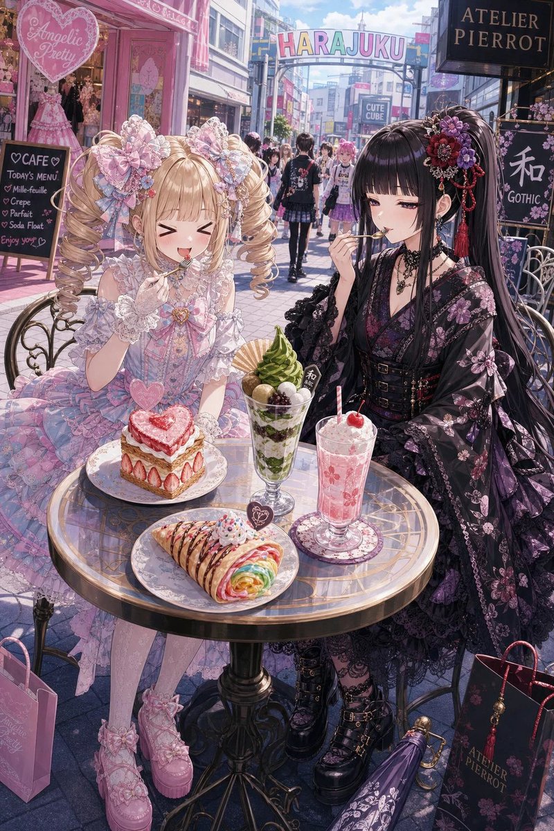 Harajuku Sweet Lolita and Wa-Gothic Café - AI image template preview