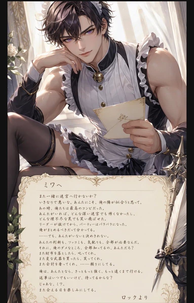 Anime Maid Character Love Letter - AI image template preview