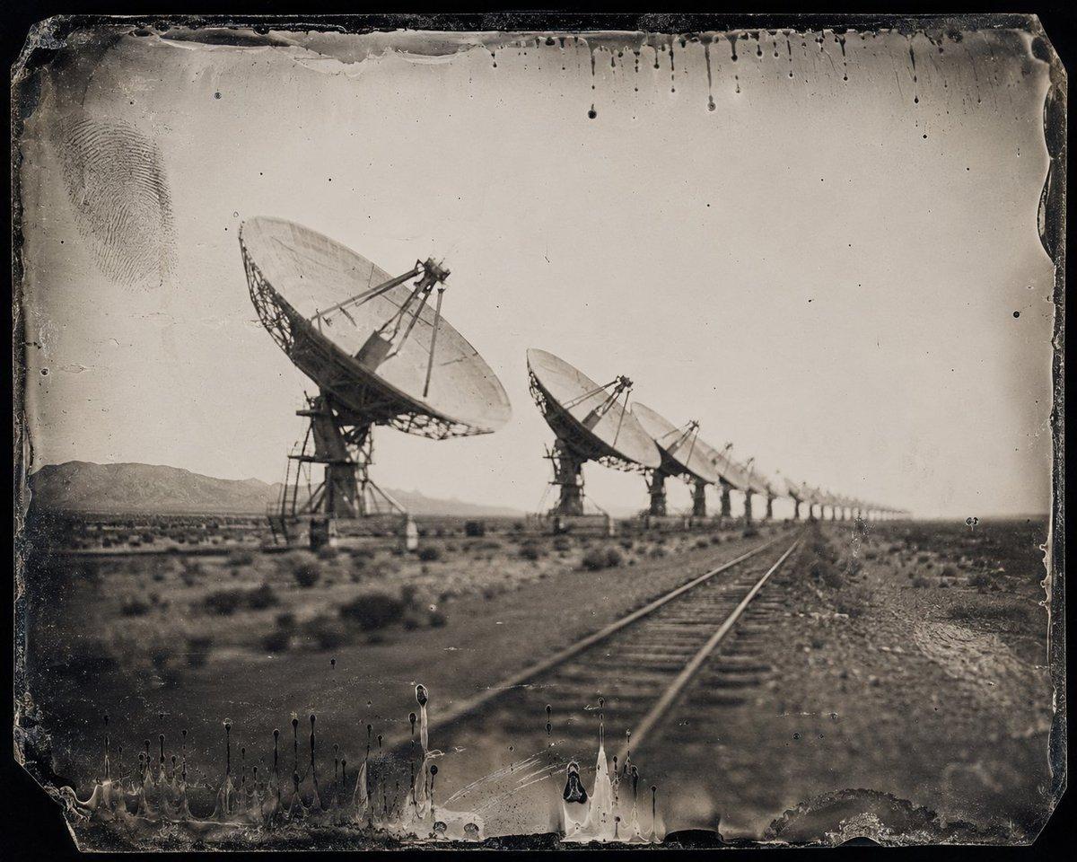 Antique Desert Radio Telescope Array - AI image template preview