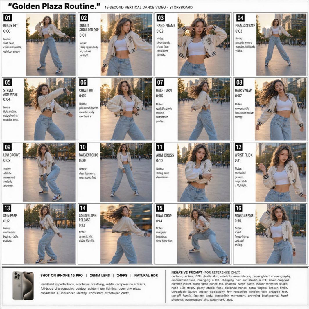 Golden Plaza Dance Storyboard - AI image template preview