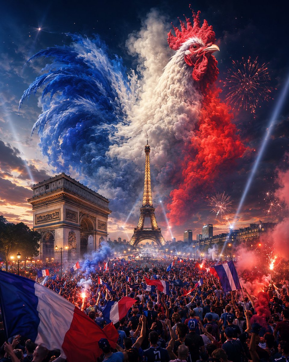 Epic French Rooster Over Paris - AI image template preview