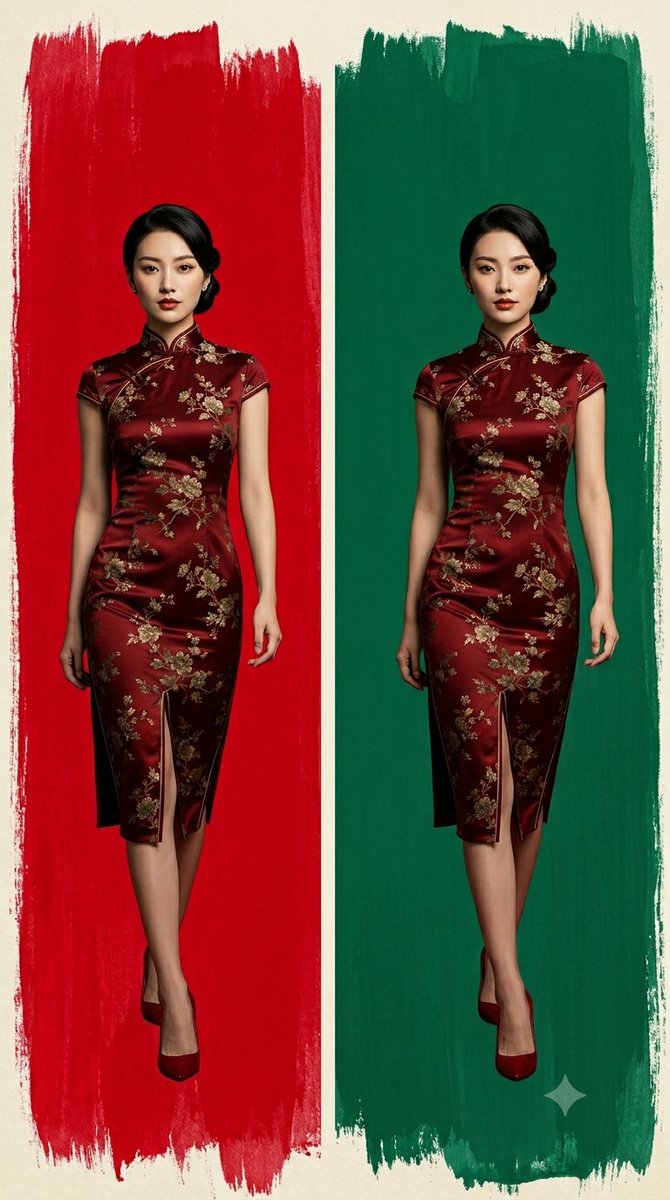 Cheongsam Fashion Diptych - AI image template preview