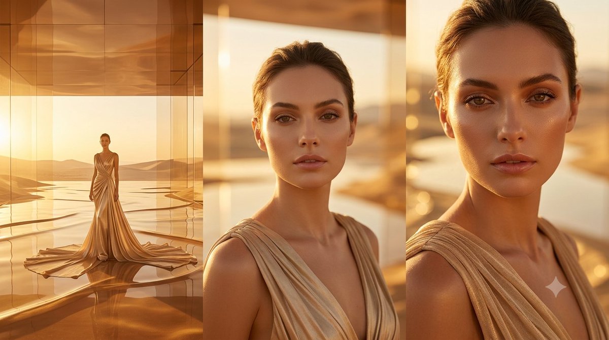 Golden Luxury Fashion Triptych - AI image template preview