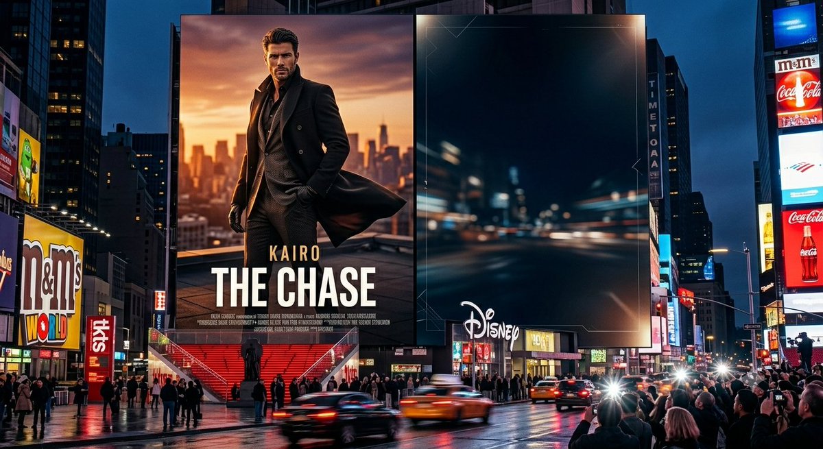 Times Square Movie Billboard Scene - AI image template preview